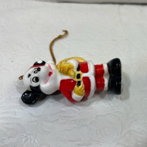 VTG Disney Porcelain Santa Mickey Mouse Christmas Tree Ornament Japan 2.75" - Picture 5 of 9
